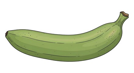 Illustration of a green plantain, a starchy banana variety.