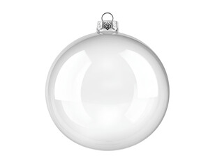 A single transparent glass ball ornament smooth and glossy surface with realistic