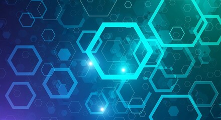 Abstract Hexagon Pattern with Glowing Edges and Futuristic Design.