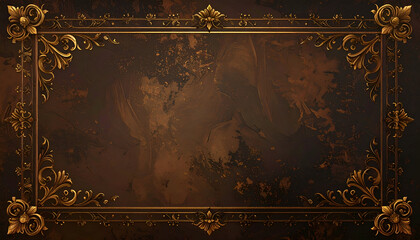 Ornate Golden Frame with Dark Brown Background.