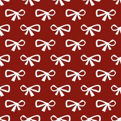 seamless pattern with Cute White Bow Pattern on Red