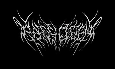 Metal lettering PATHOGEN in aggressive symmetrical style with sharp abstract branches, inspired by extreme metal aesthetics, ideal for dark t-shirt prints, band logos, album covers, and underground