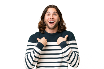 Young handsome man over isolated background with surprise facial expression