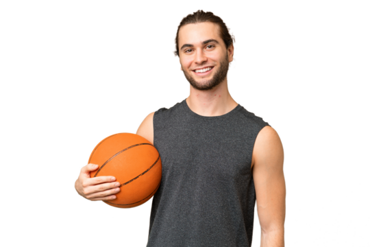 Young basketball player man over isolated background looking side - Powered by Adobe