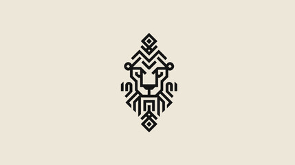 Minimalist Geometric Lion Head Line Art Illustration. Modern Abstract Logo Design Representing Strength, Power, and Regal Elegance.