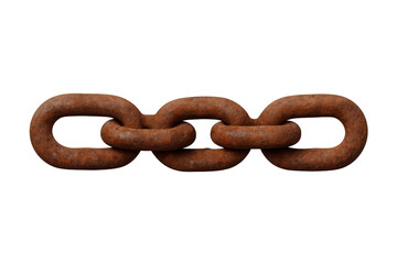 Obraz premium Rusty metal chain links showing corrosion and strength, representing connection, unity, and secure bonding, transparent background