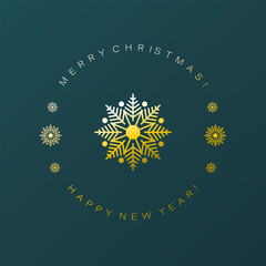 Snowflake. Christmas, New Year greeting. Minimalist, isolated image of a golden snowflake 