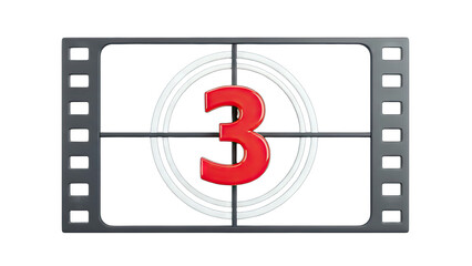 Countdown Timer Showing Number 3 on Film Reel