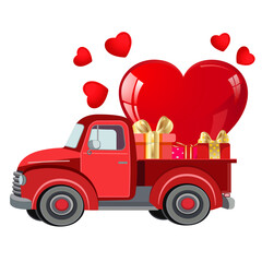 a car with a car and a heart with gifts