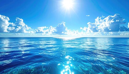 Bright Sunny Day Over a Calm Ocean