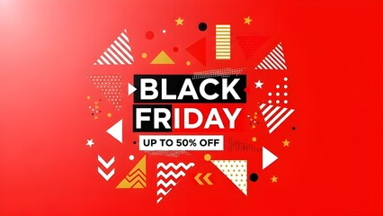Vibrant Black Friday Sale Advertisement with Geometric Shapes