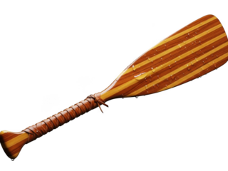 Handcrafted wooden canoe paddle isolated on transparent background