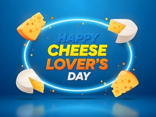 Celebrating Cheese Lover's Day with Vibrant Cheese Illustrations on a Blue Background