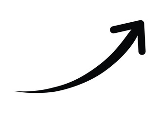 Curved upward arrow direction. Smooth rising growth indicator line. Business, progress and positive trend concept
