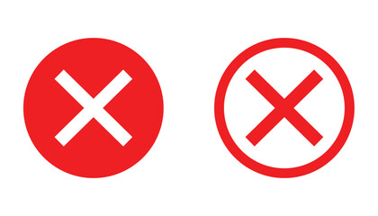 Fototapeta premium Red cross close icons set. Filled and outlined cancel error symbols. UI delete wrong action signs for apps, websites and interfaces