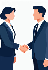 Obraz premium Two professionals in suits shake hands, symbolizing agreement and partnership