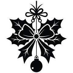 Elegant christmas ornaments silhouette vector design on white background