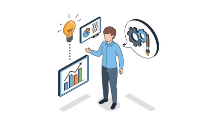 Man Analyzing Data with Graphs and Charts.