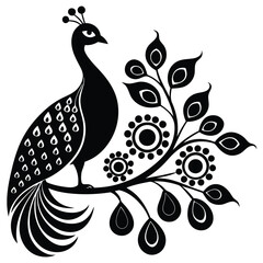 Elegant peacock vector illustration on white background
