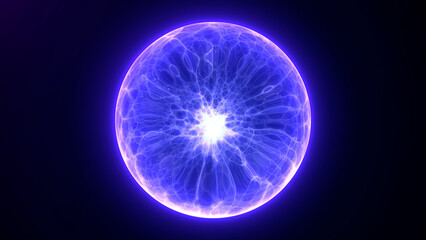 Abstract purple plasma energy sphere with glowing electric core and smooth light gradients. Futuristic digital orb illustration for technology concepts, sci fi design, innovation visuals 