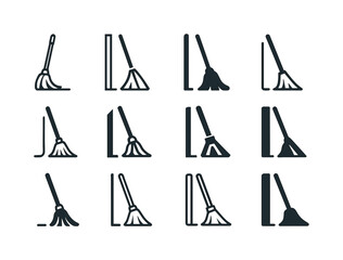 Mop Logo Collection. Mopping. Icon set. Set Logo of Mopping: mop