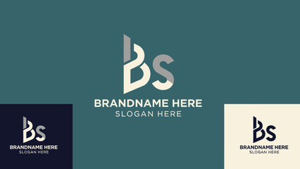 Modern abstract B and S lettermark logo design with geometric shapes and two-tone colors