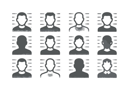 Police Mugshot Icons. Faded police mugshot. Icon set. Set Logo o