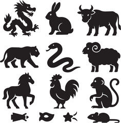Zodiac New Year Animals Set.eps