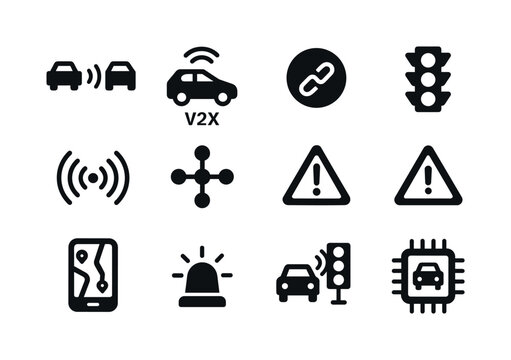 Traffic Communication Icons. Traffic communication. Solid icon s