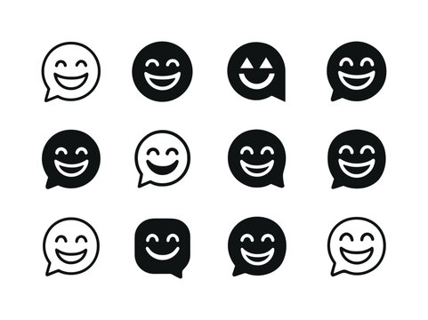 Laughing Icons Collection. joke telling. Icon set. Set Logo of j