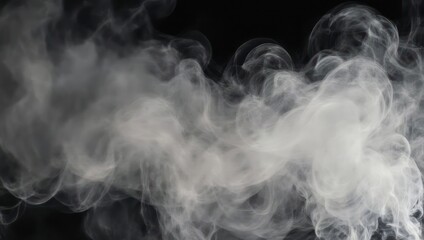Wisps of White Smoke Swirling Against a Dark Background.