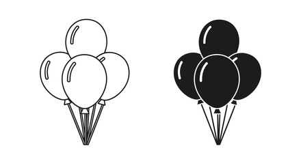 A contrasting arrangement of black and white balloon clusters a decorative silhouette