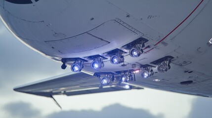 Closeup of modern LED runway fixtures being mounted showcasing the advanced technology for reliable nighttime airport illumination