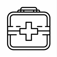 Obraz premium First aid kit icon symbolizing medical care and emergency preparedness.