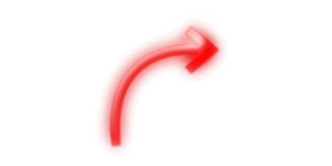 A glowing red arrow curves upwards and to the right on a white background, indicating direction or flow.