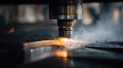 Closeup medium shot showing embedded laser cladding process in forging illustrating intricate metal layer integration beneath the surface under controlled laser exposure.