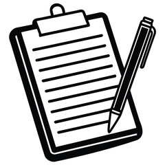 Pen with notepad silhouette vector elegant design on white background