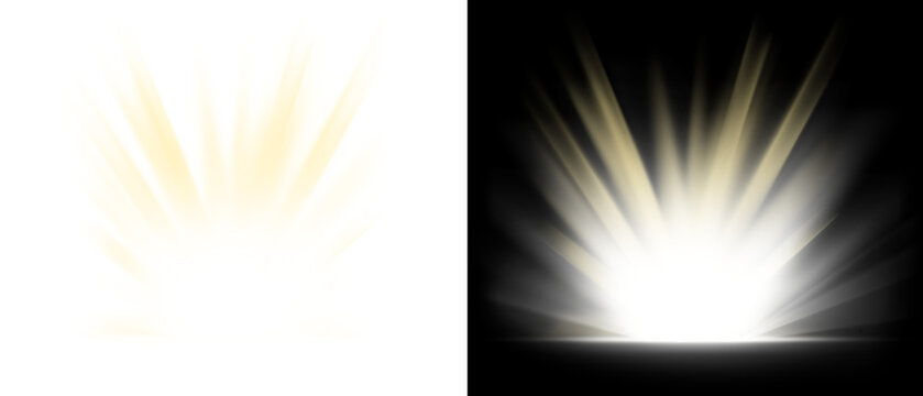 PNG image of&nbsp;Abstract golden light burst effect design element with rising sun rays in radiant glow on white background