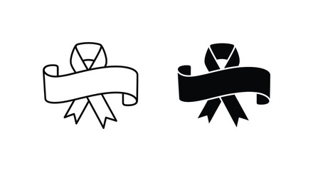 Two ribbon designs one outlined and one solid black a striking visual contrast silhouette © Niloy MotionArts 3D7