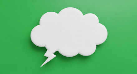 Blank white speech bubble on green background for communication