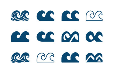 Obraz premium Ocean Waves Logo Set. Ocean waves. Icon set. Set Logo of Ocean w