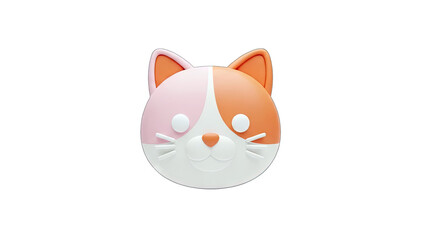 Cute Cat Face Illustration on White Background