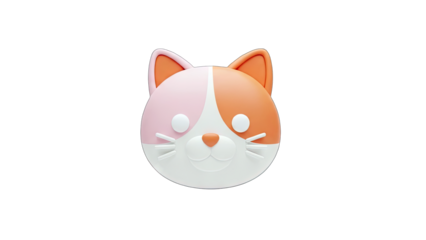 Cute Cat Face Illustration on White Background
