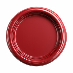 3D cartoon red wax seal stamp, round matte wax sealing emblem isolated on transparent background.