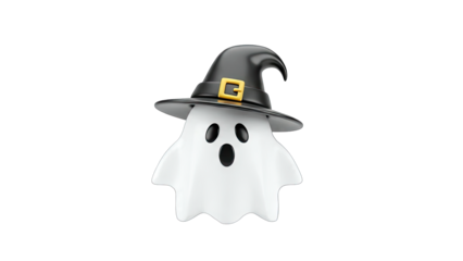 Cute Ghost Wearing Witch Hat for Halloween