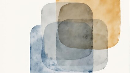 Abstract Watercolor Shapes in Earthy Tones on White Background.