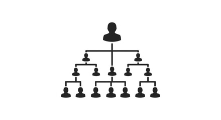 hierarchical structure with multiple levels of people represented as a dark silhouette