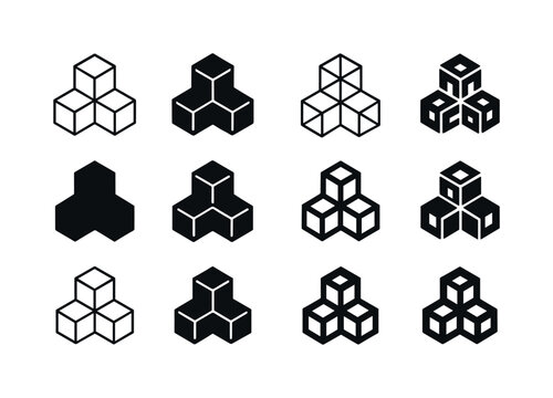 Boxy Structure Icons. Boxy Structure. Icon set. Set Logo of boxy