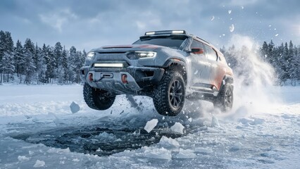 Extreme off-road driving in cold winter conditions.
