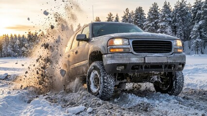 Extreme off-road driving in cold winter conditions.